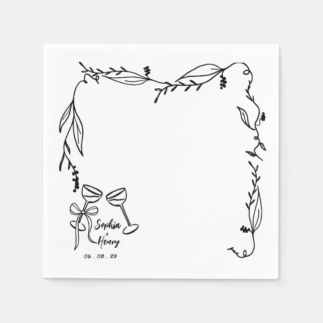 Serviette En Papier Mariage italien fantaisiste (Devant)