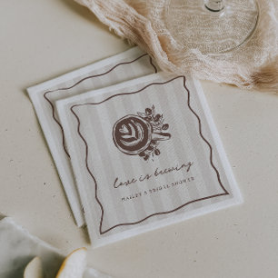 Serviette En Papier Mariage "L'amour est dans l'air" Café 