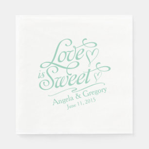 Serviette En Papier Mariage L'amour est sucré Bonbons Buffet Mint Gr