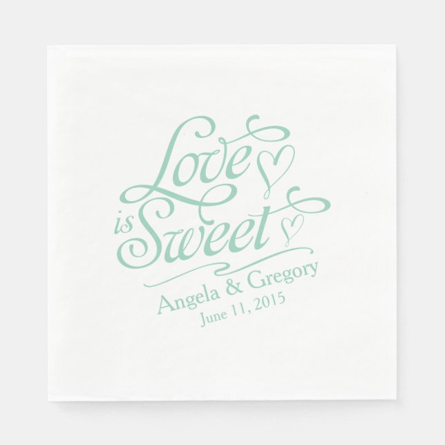 Serviette En Papier Mariage | L'amour est sucré Bonbons Buffet Mint Gr (Devant)