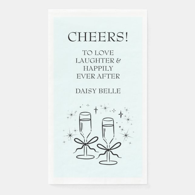Serviette En Papier Mariage Lavis Main Doodle Vert (Devant)