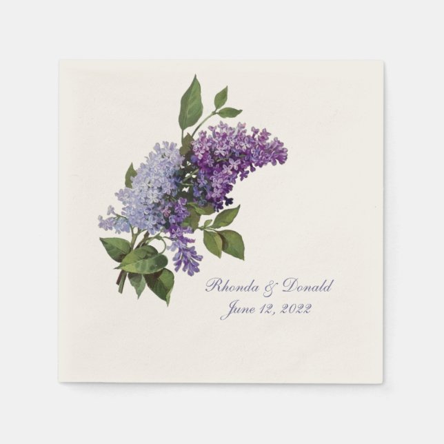 Serviette En Papier Mariage Lilacs romantique (Devant)