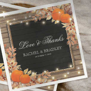 Serviette En Papier Mariage Lumières Automne Campagne Rustique