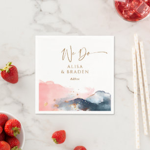 Serviette En Papier Mariage Magic Marine bleu rose de Montagne