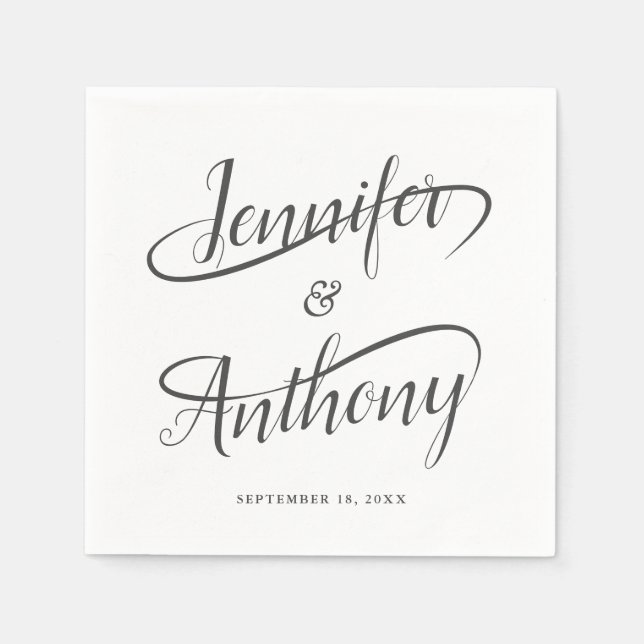 Serviette En Papier Mariage manuscrit fantaisiste (Devant)