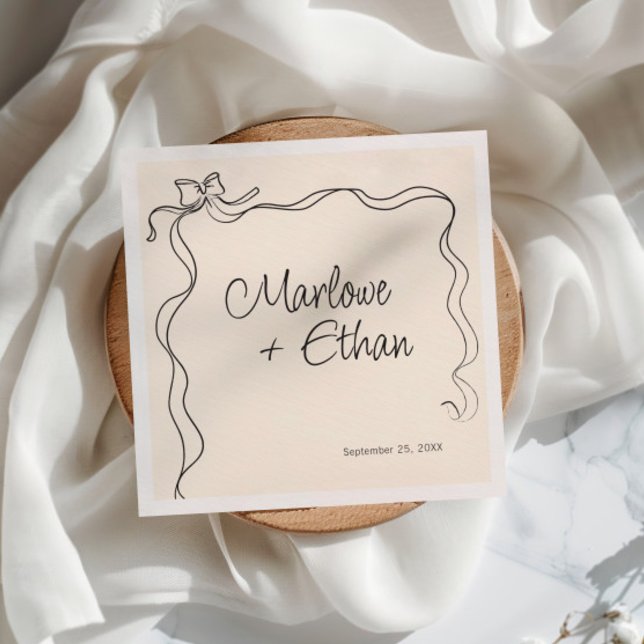 Serviette En Papier Mariage manuscrit Quirky Bow Frame (Créateur téléchargé)