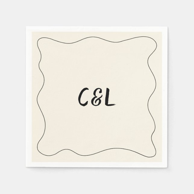 Serviette En Papier Mariage maquis rétro manuscrit (Devant)