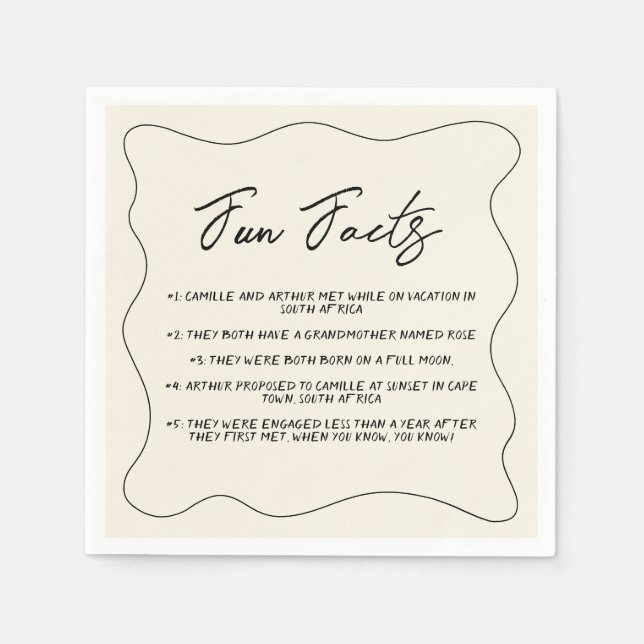 Serviette En Papier Mariage maquis rétro manuscrit (Devant)