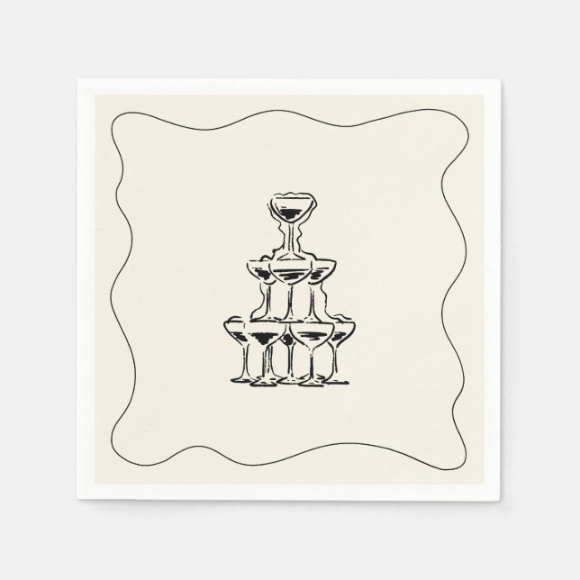 Serviette En Papier Mariage maquis rétro manuscrit (Devant)