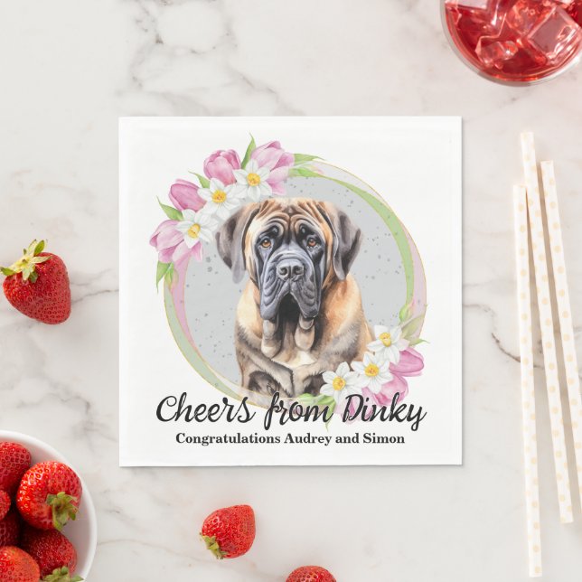 Serviette En Papier Mariage Mastiff Chien Anglais Avec Photo (En situation)