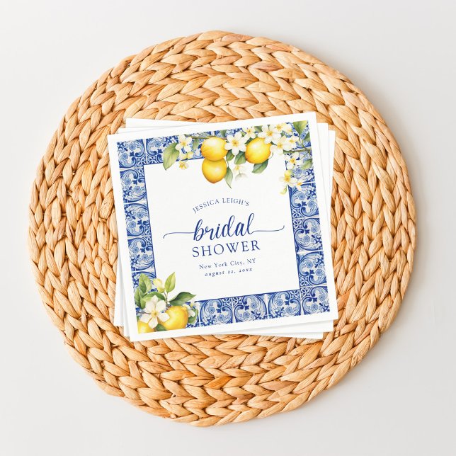 Serviette En Papier Mariage Méditerranéen aux Citrons Bleus (Créateur téléchargé)
