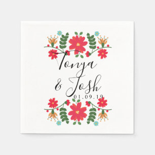 Serviette En Papier Mariage mexicain des fleurs folkloriques