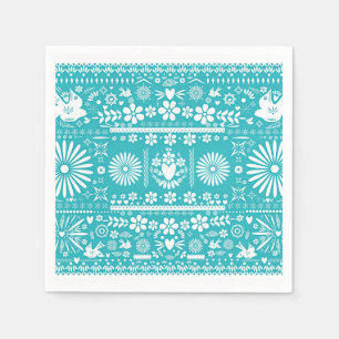 Serviette En Papier Mariage mexicain turquoise sarcelle Picado