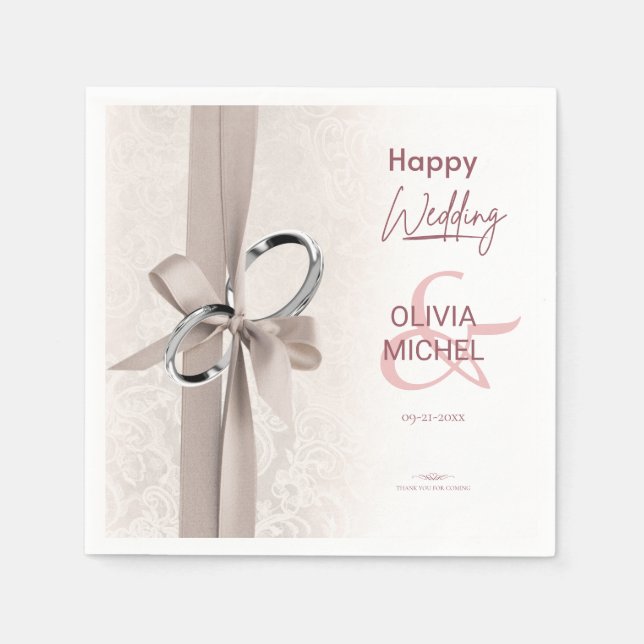 Serviette En Papier Mariage Minimal Et Chic (Devant)