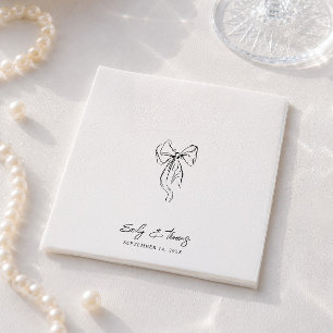 Serviette En Papier Mariage minimaliste à l'encre fantaisiste dessinée