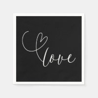 Mariage Minimaliste Amour Cœurs Modernes Noir & Bl