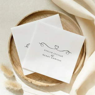 Serviette En Papier Mariage minimaliste au cœur romantique
