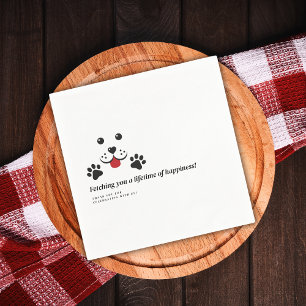 Serviette En Papier Mariage minimaliste blanc de chien mou moderne