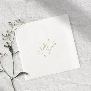 Serviette En Papier Mariage minimaliste blanc et vert olive