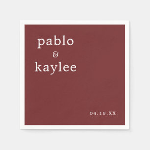 Serviette En Papier Mariage Minimaliste Bourguignon Moderne