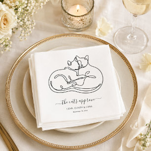 Serviette En Papier Mariage Minimaliste de Chat Approuvé sur Commande