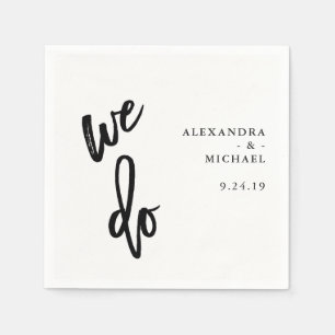 Serviette En Papier Mariage minimaliste de typographie noir et blanc