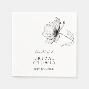 Serviette En Papier Mariage Minimaliste Élégant Dessin Floral