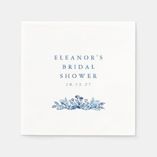 Serviette En Papier Mariage Minimaliste Encre Bleue Indigo Botanique