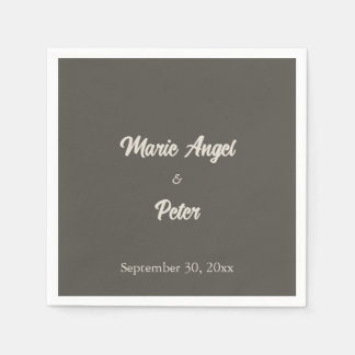 Serviette En Papier Mariage minimaliste espresso foncé 