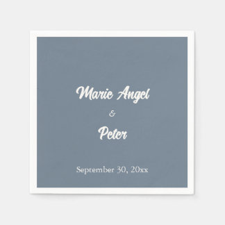 Serviette En Papier Mariage minimaliste et moderne au bleu ardoise pou