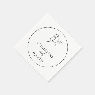 Serviette En Papier Mariage minimaliste floral élégant