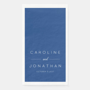 Serviette En Papier Mariage minimaliste français bleu moderne personna