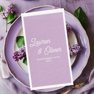 Serviette En Papier Mariage minimaliste Lilac Purple Script
