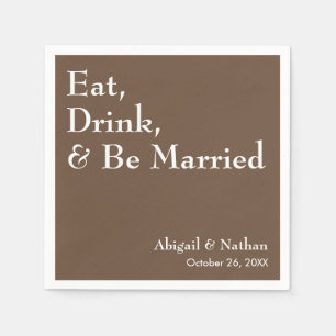 Serviette En Papier Mariage minimaliste Mocha Manger Boire & Être Mari
