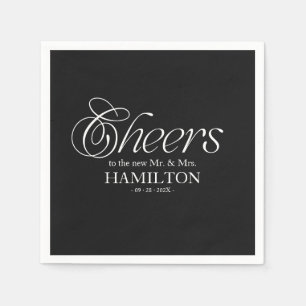 Serviette En Papier Mariage minimaliste moderne Black Cheers