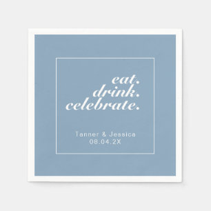 Serviette En Papier Mariage minimaliste moderne Glacier Blue & White