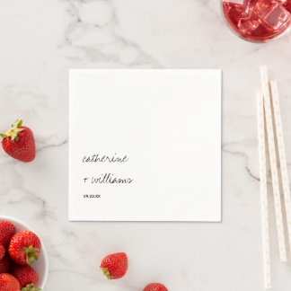 Serviette En Papier Mariage minimaliste moderne noir et blanc écriture