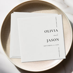 Serviette En Papier Mariage minimaliste moderne noir et blanc personna