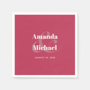 Serviette En Papier Mariage minimaliste moderne simple Magenta