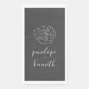 Serviette En Papier Mariage minimaliste noir et blanc