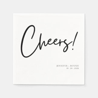 Serviette En Papier Mariage minimaliste simple noir blanc
