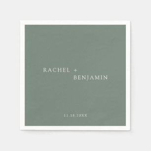 Serviette En Papier Mariage minimaliste traditionnel simple vert sauge