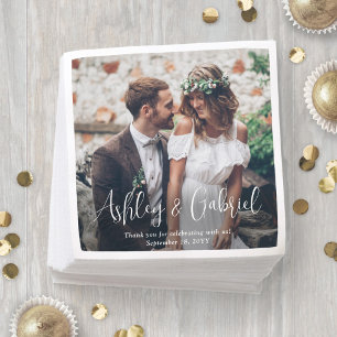 Serviette En Papier Mariage moderne à la mode en écriture blanche