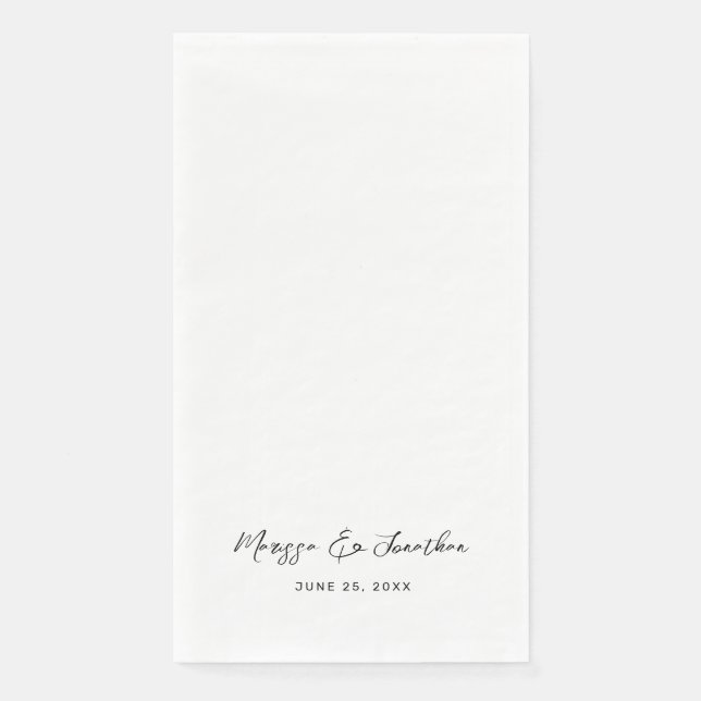 Serviette En Papier Mariage moderne à main noire blanche (Devant)