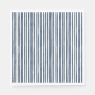 Serviette En Papier Mariage Moderne aux Bandes Bleues de l'Aquarelle C