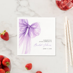 Serviette En Papier Mariage Moderne avec Ruban Violet