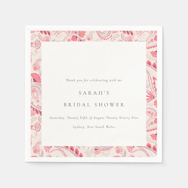 Serviette En Papier Mariage moderne avec typographie et motif paisley  (Devant)