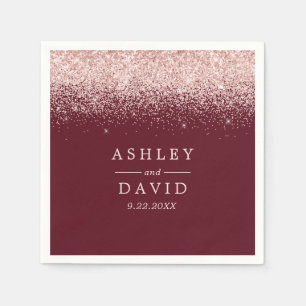 Serviette En Papier Mariage Moderne Bourgeoisie Or Rose Confettis