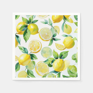 Serviette En Papier Mariage moderne citron bleu floral script douche d