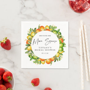 Serviette En Papier Mariage Moderne Citron Orange d'Été Citrus
